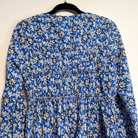 J. Crew Tiered Tie Front Floral Beach Dress NWT Size S Cobalt Blue - Picture 9 of 13